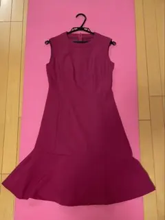 <美品>Harrodsノースリーブ フレアワンピース マゼンタ フーシャピンク