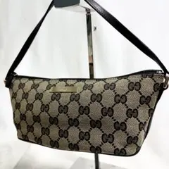 GUCCIグッチGGキャンバス ポーチ ハンドバッグ レッド イタリア製