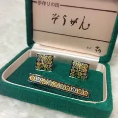 加賀象嵌 ネクタイピン＆カフスセット 純金使用 伝統工芸 金沢 縁起物 梅