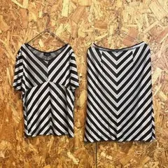 INDIVI インディヴィ セットアップ ストライプ ダークブラウン XL