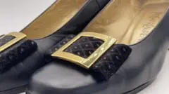 Yes saint Laurentイブサンローラン23cmバックル付きパンプス