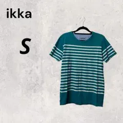 ikka ターコイズブルー 白 S ボーダー 半袖Tシャツ ナチュラル 1点限りのサムネイル
