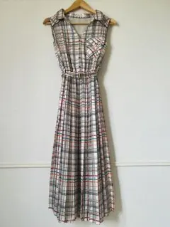 レディアゼル　チェックプリーツロングワンピース