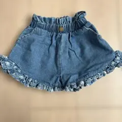 ベビー服　こども服　ハーフパンツ　フリル付きデニムショートパンツ