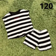 キッズ セットアップ ボーダー ワッフル生地 タンクトップショートパンツ 120