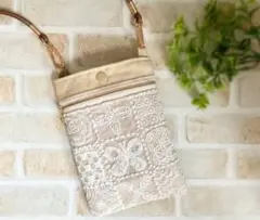 ミナポルホネン　ハンドメイド　スマホショルダー　スマホポシェット