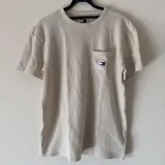 トミーヒルフィガー メンズ ワッフルTシャツ ベージュ 半袖 ポケット