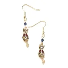 和風　ヒョウ柄猫　ピアス