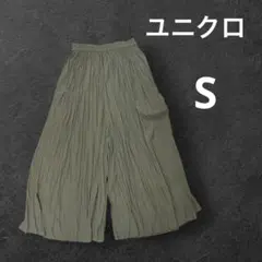 ワッシャーサテンスカートパンツ(ユニクロ)カーキ