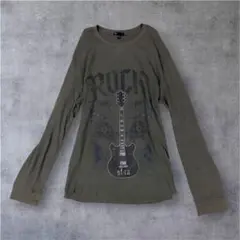 90s old Gap ギタープリント ワッフル長袖カットソーサーマル バンドT