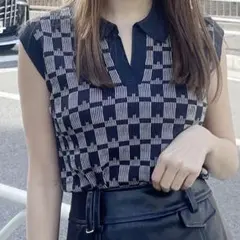 MURUA ジャガードパターンニットポロ