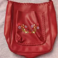 BAG des OLIVE 赤い花柄刺繍ショルダーバッグ