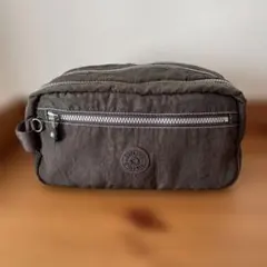 ☆レア☆ キプリング　ダークブラウン ナイロン ポーチ　セカンドバッグ