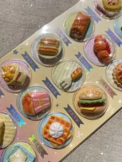 3D カプセル　シール　ミニチュア　食べ物シール★ハンバーガーポテト