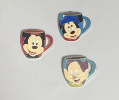 ディズニーカップ型ピンバッチ 3個セット