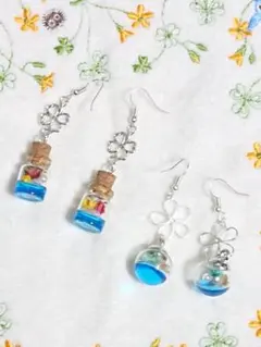 トロピカルなガラスボトルのシャカシャカシェイカーピアス2点セット☆彡
