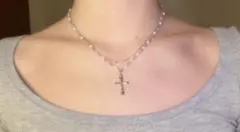 pearly y2k fairy grunge cross necklace♡