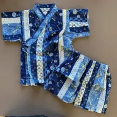 青系トンボ模様甚平セット 95cm以下