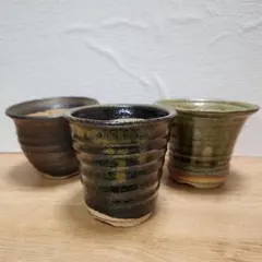 信楽焼 植木鉢 盆栽鉢 3個セット ⑥のサムネイル