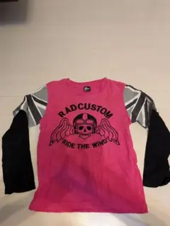 RAD CUSTOM 長袖カットソー 130cm ピンク スカル