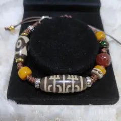 チベット天珠 瑪瑙ブレスレット パワーストーン お守り 天然石 男女兼用開運