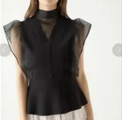 美品✨スナイデル シアー ボウタイ ペプラム ニット プルオーバー ブラック F