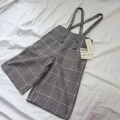 90サイズ キッズ サロペット チェック オーバーオール女の子