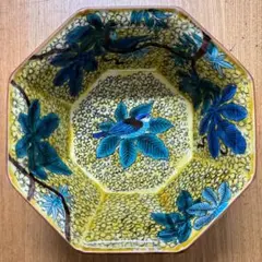 九谷焼　陶山窯　手書き絵　角福　青手　吉田屋　7号鉢　深鉢　鉢　径22cm