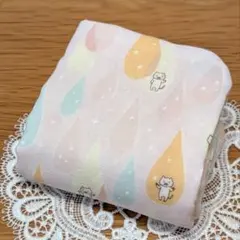 ゆぴ様オーダー⭐️ふわふわガーゼハンカチ☆電球ネコ＆しずくネコ ふわふわ8重ガーゼハンカチ⭐️電球ネコ☆fuwara☆ハンドメイド