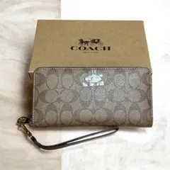 新品✨COACH 長財布 シグネチャー イエロー ストラップ付 箱・袋あり