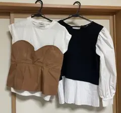ZARA BROWNY レディーストップス2点セット　プリーツ　ビスチェ