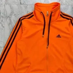 アディダス　トラックジャケット　メンズ　S　オレンジ　パフォーマンスロゴ　リブ袖