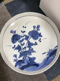 江戸時代染付 皿 花鳥図 大明成化年製 陶磁器 骨董品