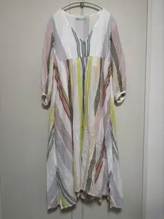 ヌキテパ　ストライプ Vネック ワンピース