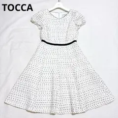 美品♡トッカ ツイードワンピース リボン ウエスト切替 美シルエット ピンク 美品♡トッカ ツイードワンピース リボン ウエスト切替 美シルエット