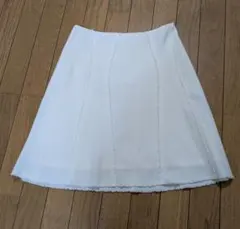 PROPORTIONホワイト フレアスカート フリンジ仕上げ