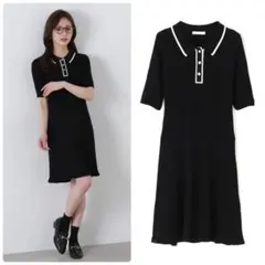 プロポーション　ポロ襟リブミニニットワンピース　9
