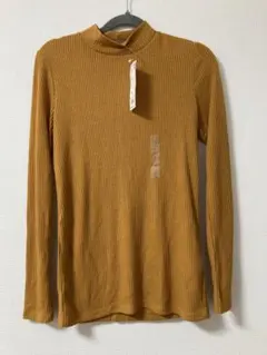 【新品・タグ付き】UNIQLO リブハイネックT イエロー L ニット セーター