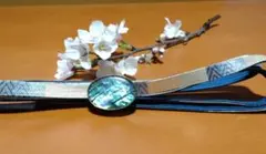 帯締め・帯留め(　螺鈿(瑠璃色)　）セット