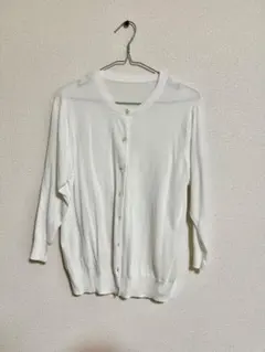 無印良品 ホワイト 七分丈カーディガン Lサイズ 綿100%