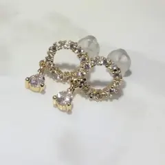 ゴールド ピアス ストーン付 キラキラ