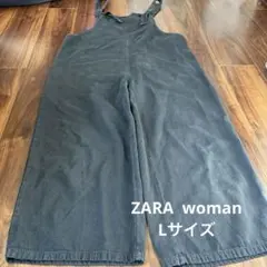 ZARA WOMANブラックサロペット レディース オーバーオールLサイズ