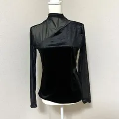 アシンメトリートップス　異素材　ブラック　２着おまとめ可能