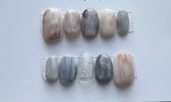 ネイルチップ ニュアンス 韓国 淡色 鉱物