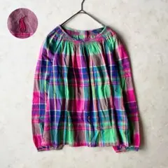 美品✨POLO RALPH LAUREN マドラスチェック ブラウス 裾ポニーのサムネイル