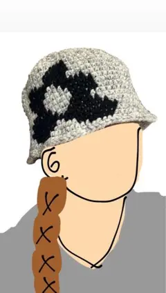 ハンドメイド クラッシャーハット バケットハット クロシェハット