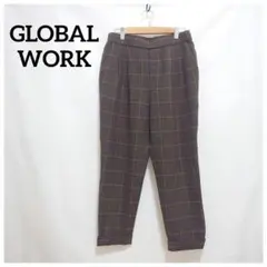 美品 GLOBAL WORK チェック柄 テーパードパンツ Mサイズ ストレッチ