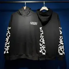 AMIRI Bones Stacked ロゴ コットン スウェットパーカー 人気