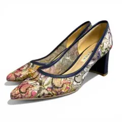 【美品】DIANA 絵画シリーズ■レースパンプス■チャンキーヒール■葛飾北斎