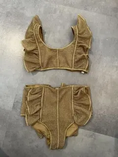 Oseree ビキニ 水着 6-8y セパレート ラメ ゴールド フリル 女の子